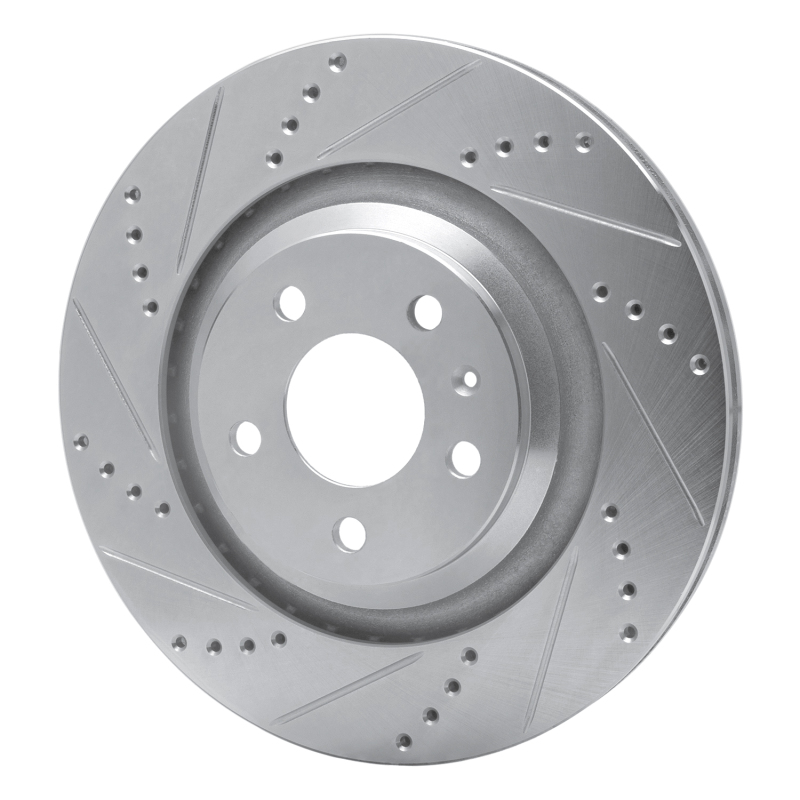 Audi S6 Brake Rotor (1) - Rear Left - R1 Concepts - Drilled & Slotted - Silver - `07-`11